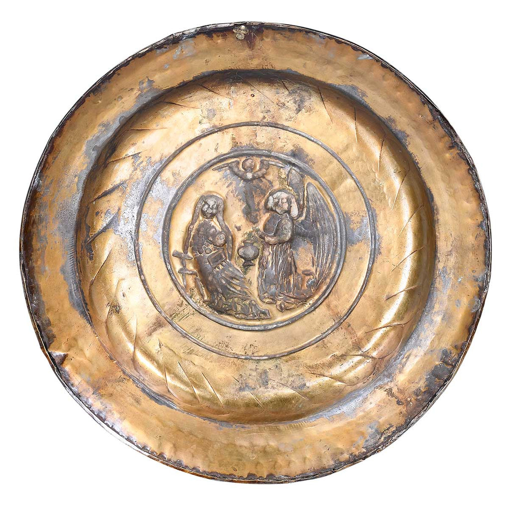 17th Century Alms Pan with Annunciation Scene