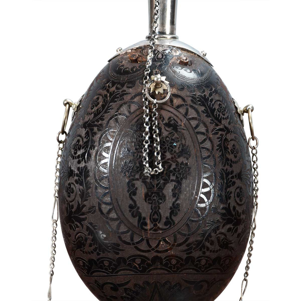 A Rare Etched Coconut Powder Flask