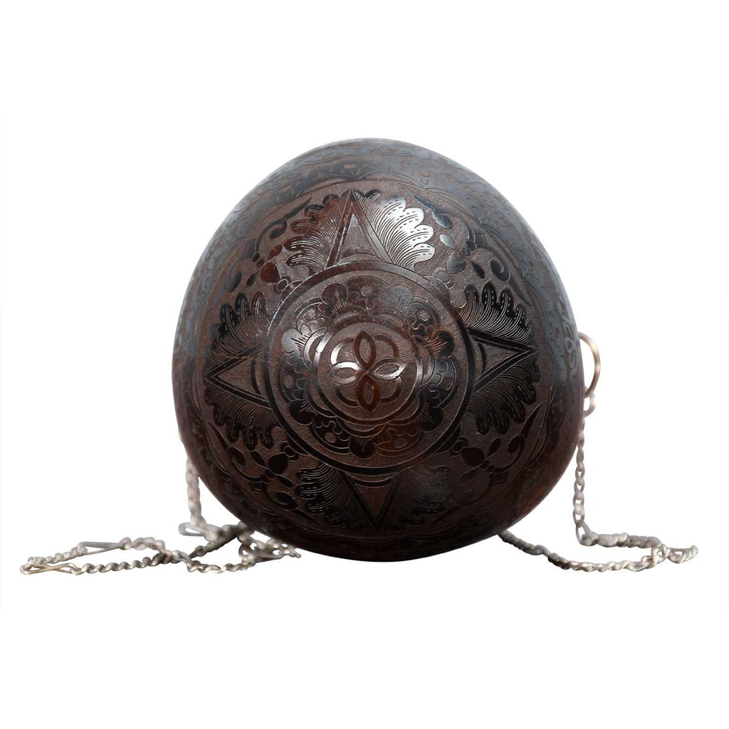 A Rare Etched Coconut Powder Flask