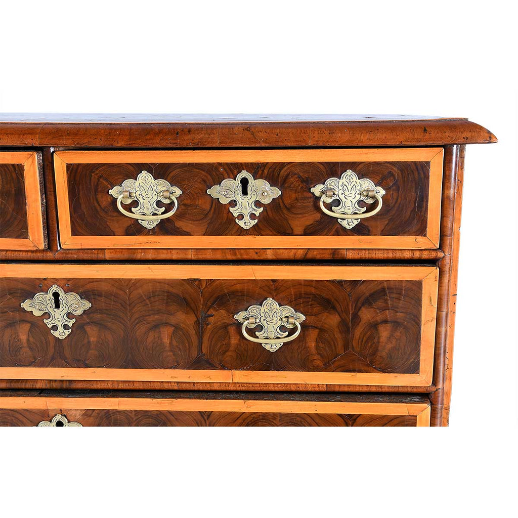 William and Mary Period Oyster Chest with Holly Banding