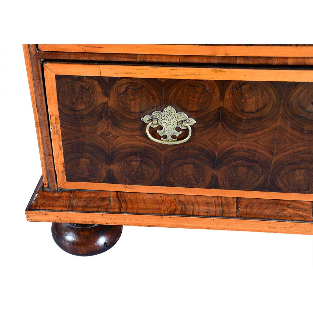 William and Mary Period Oyster Chest with Holly Banding