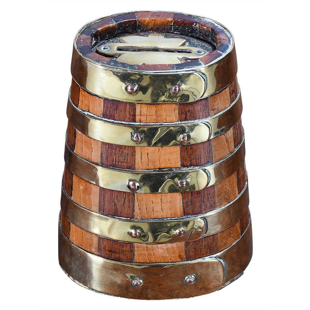 Unusual Barrel-Form Coin Bank