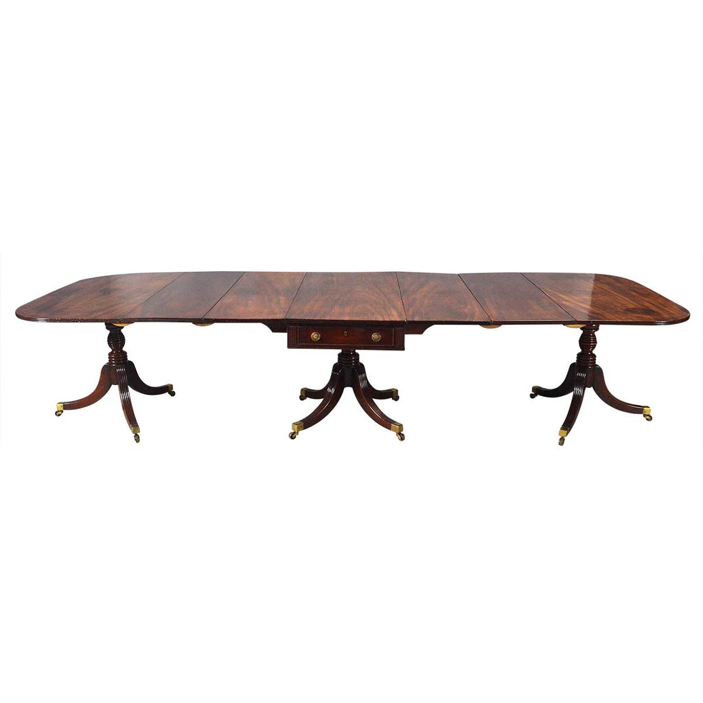 George III Period Three Pillar Dining Table with Exceptional Patina