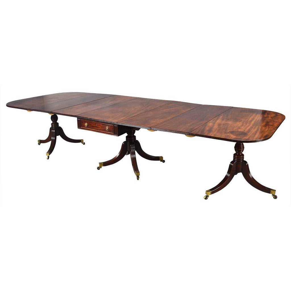 George III Period Three Pillar Dining Table with Exceptional Patina