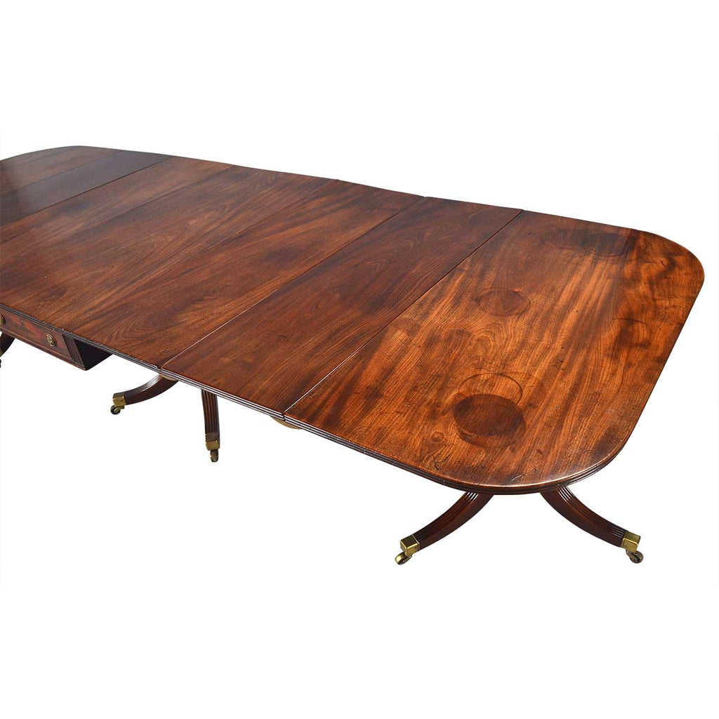 George III Period Three Pillar Dining Table with Exceptional Patina