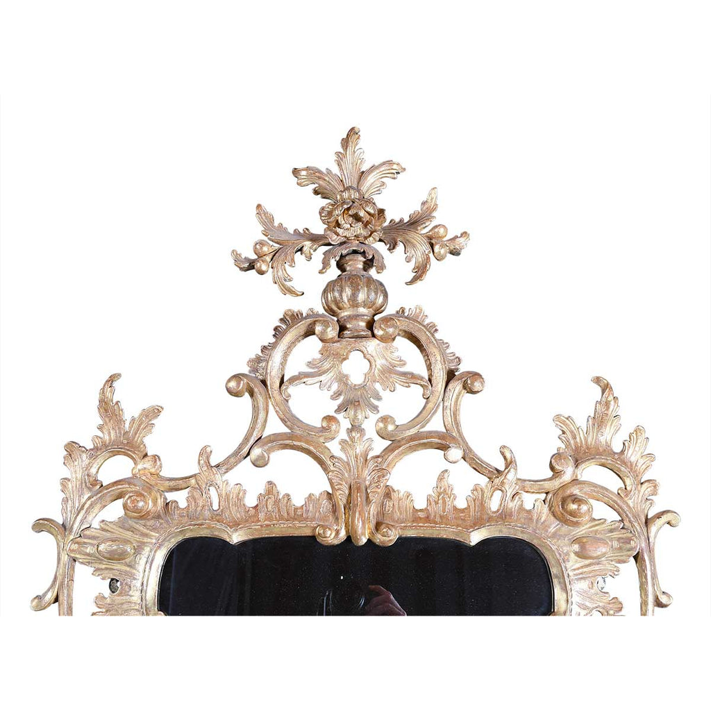 A Fine George II Period Giltwood Mirror Carved with C-scrolls and Icicles