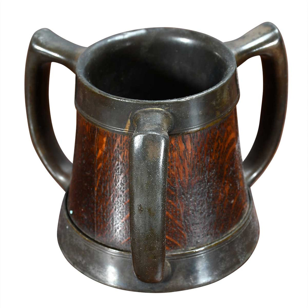 Small Oak and Pewter Loving Cup