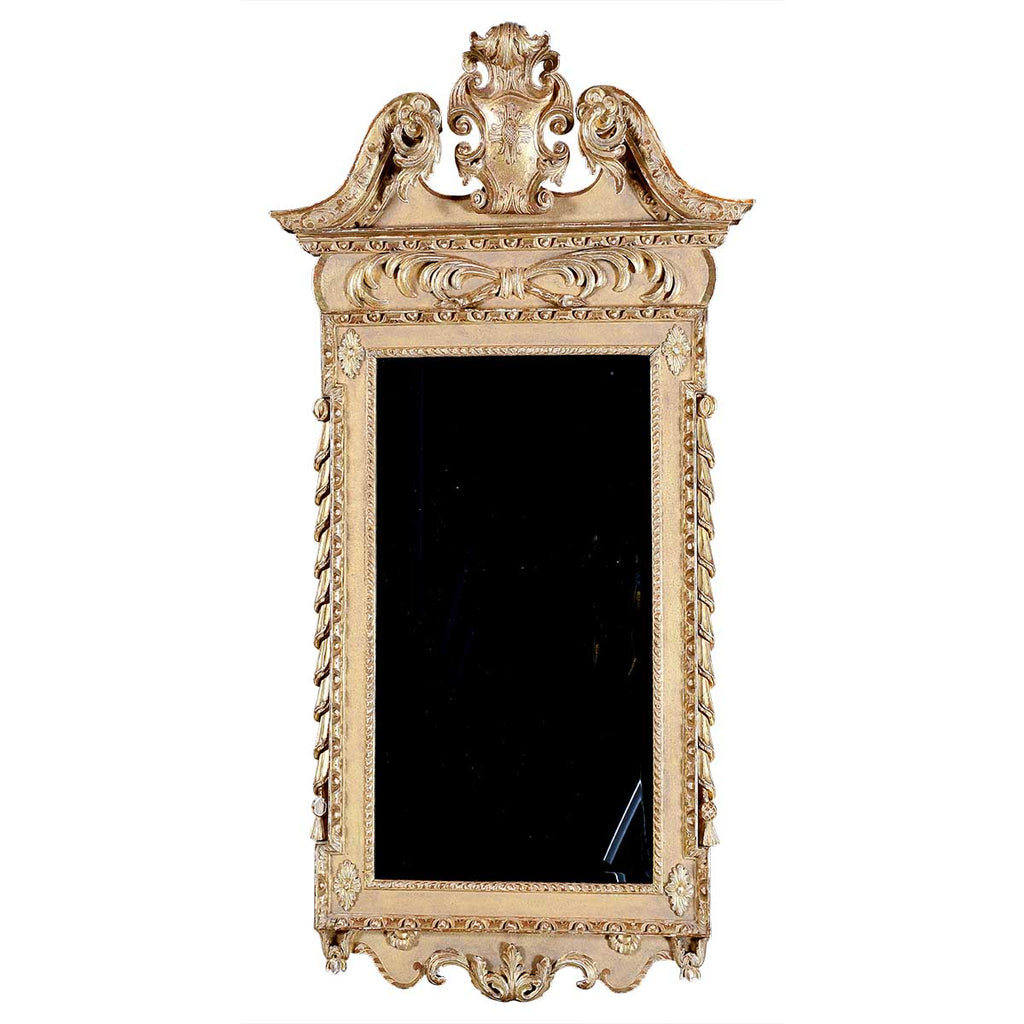 Pair of Giltwood Mirrors with Swan Neck Pediments