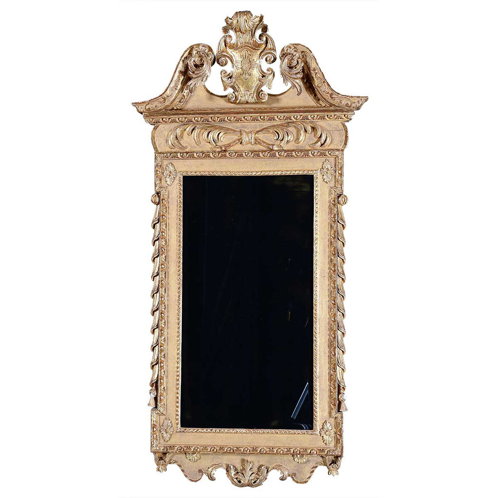 Pair of Giltwood Mirrors with Swan Neck Pediments
