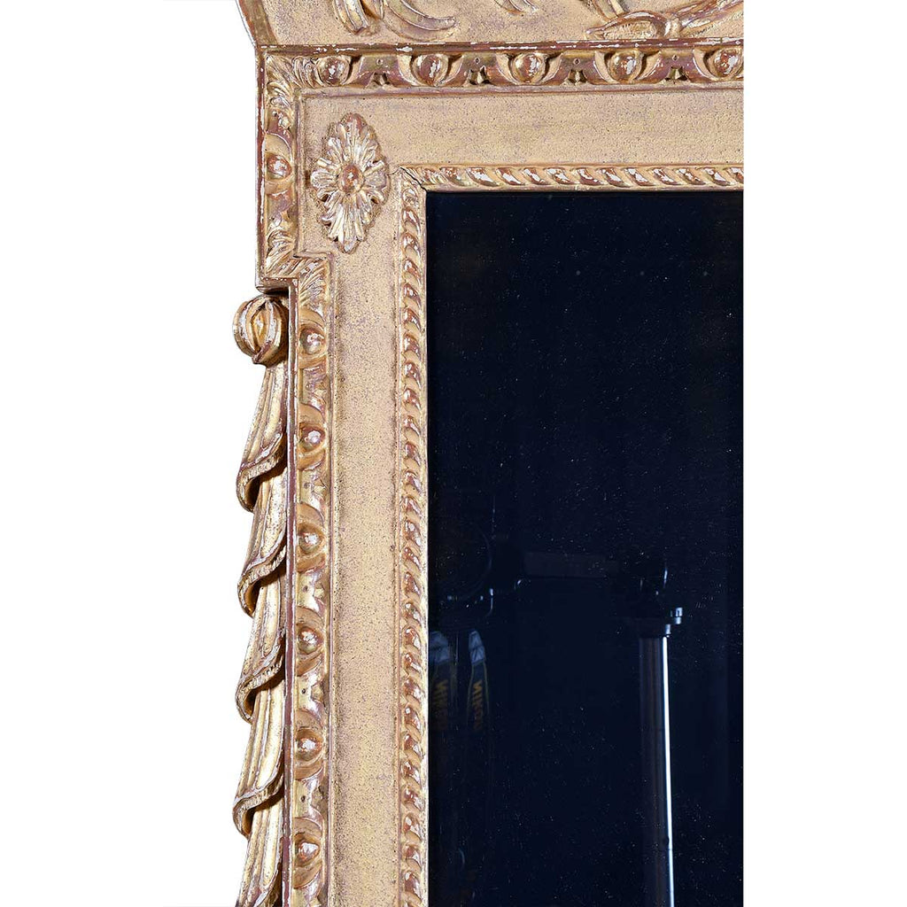 Pair of Giltwood Mirrors with Swan Neck Pediments