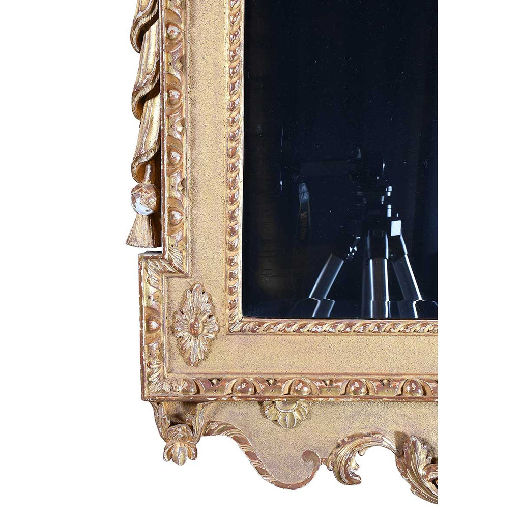 Pair of Giltwood Mirrors with Swan Neck Pediments