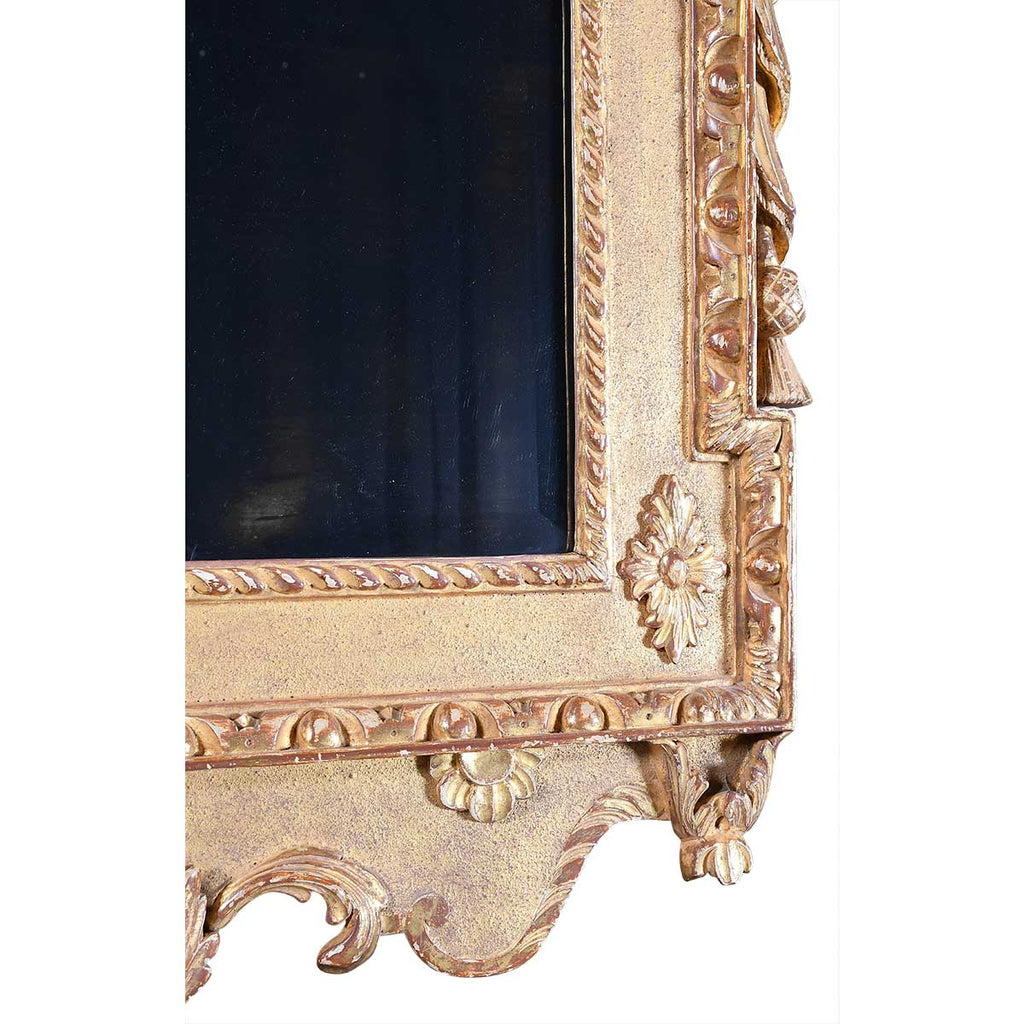 Pair of Giltwood Mirrors with Swan Neck Pediments