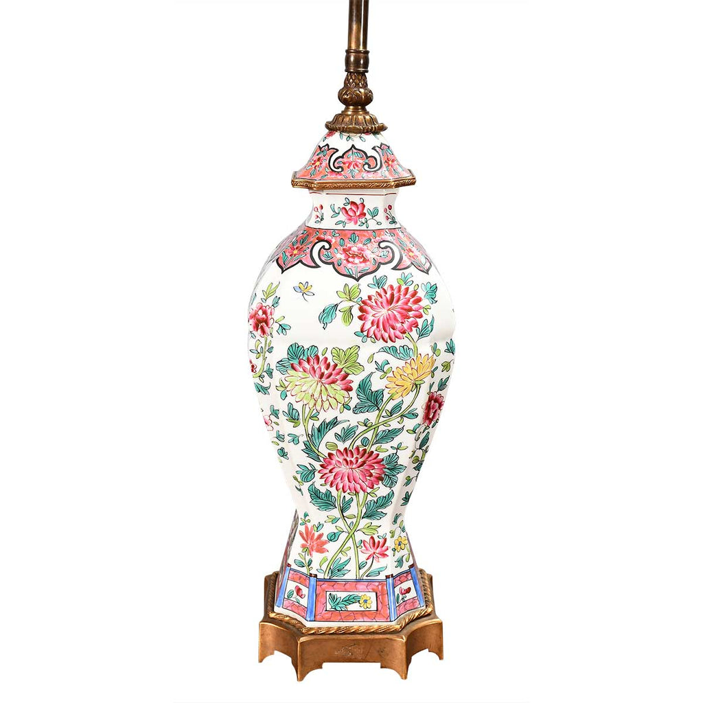 A Pair of Famille Rose Style Lamps