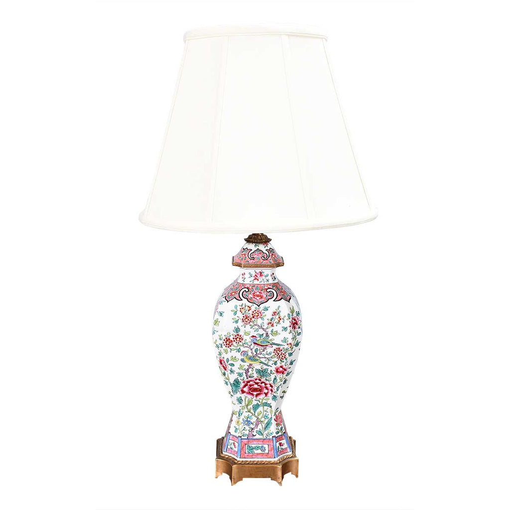 A Pair of Famille Rose Style Lamps