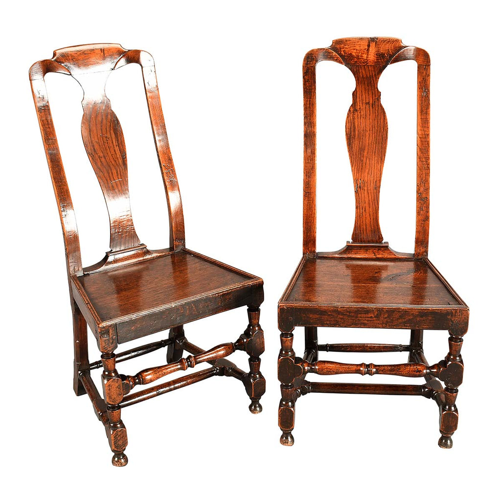 Pair of Oak Queen Anne Period Side Chairs