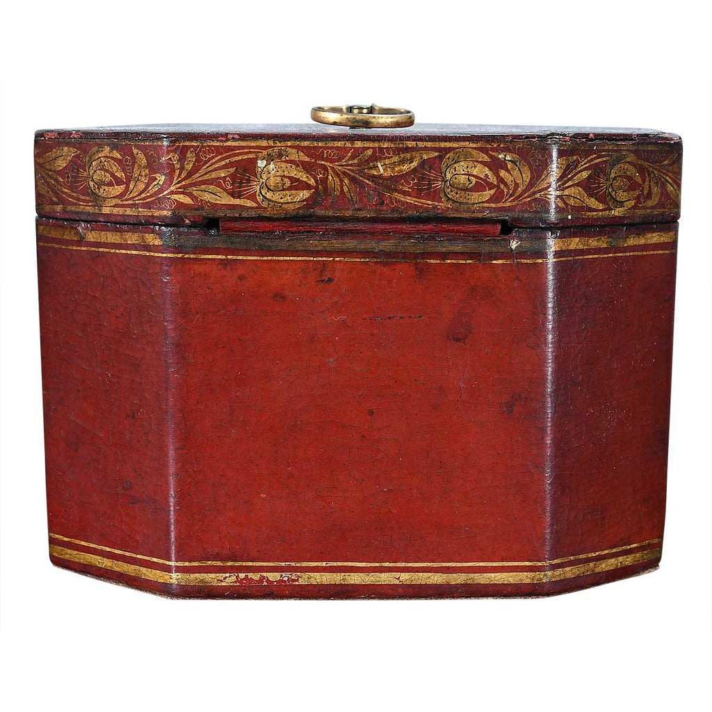 Regency Period Red Leather Tea Caddy