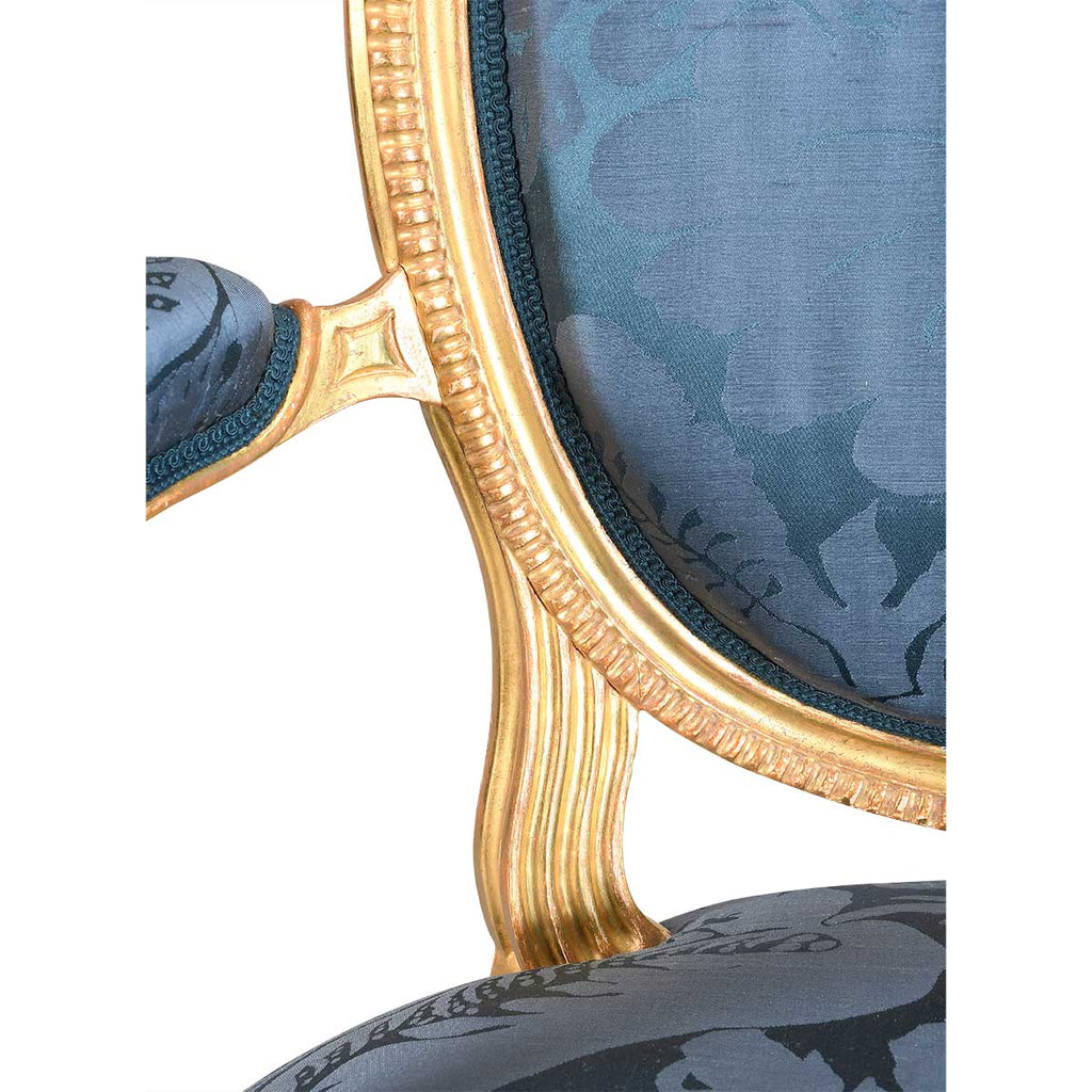 Six George III Period Giltwood Armchairs