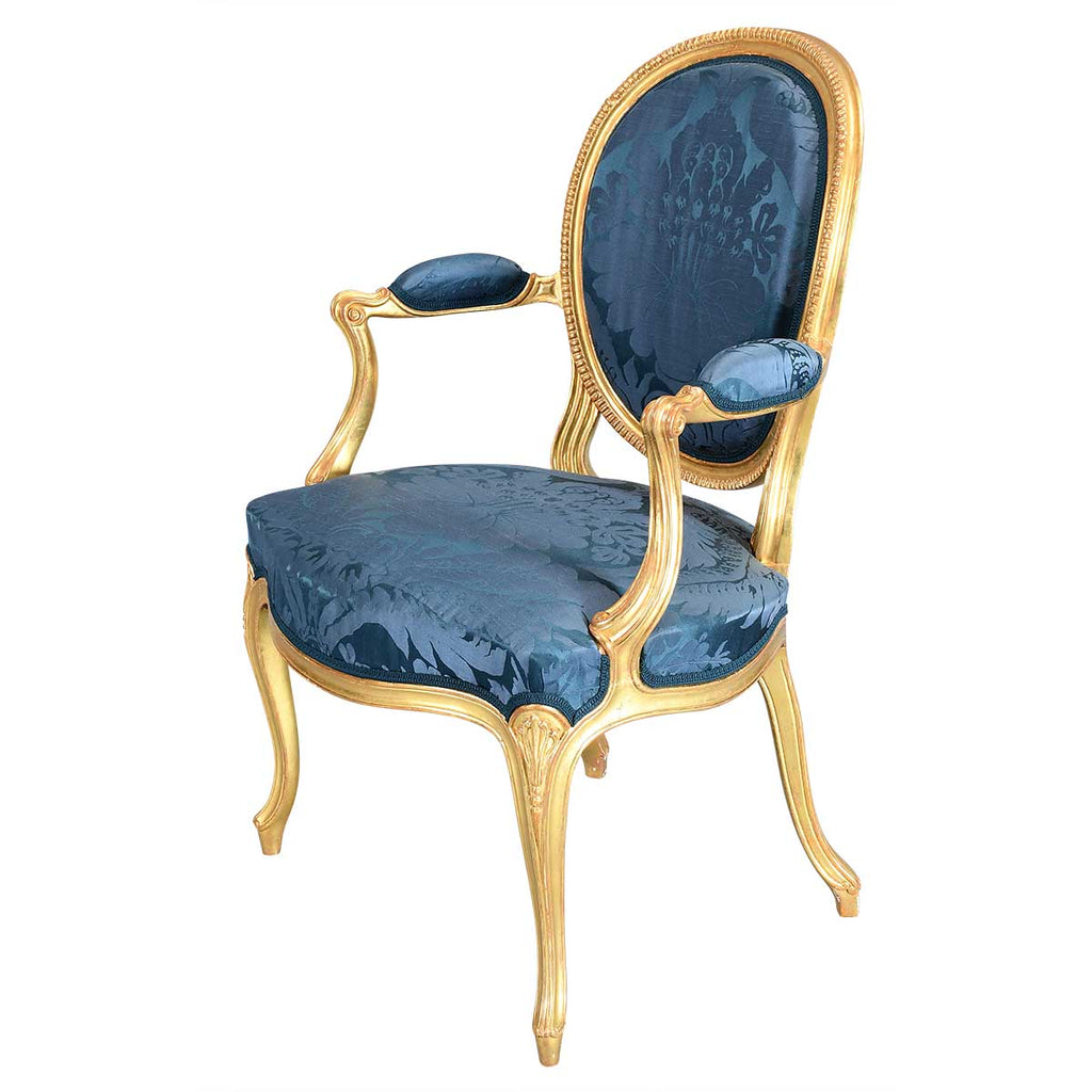 Six George III Period Giltwood Armchairs