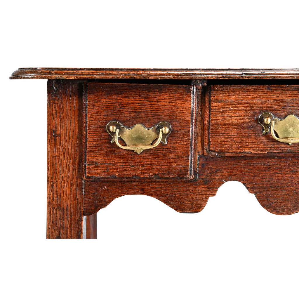 Small Oak Side Table with Three Drawers and Turned Legs