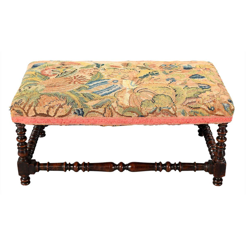 A Long William and Mary Period Walnut Stool