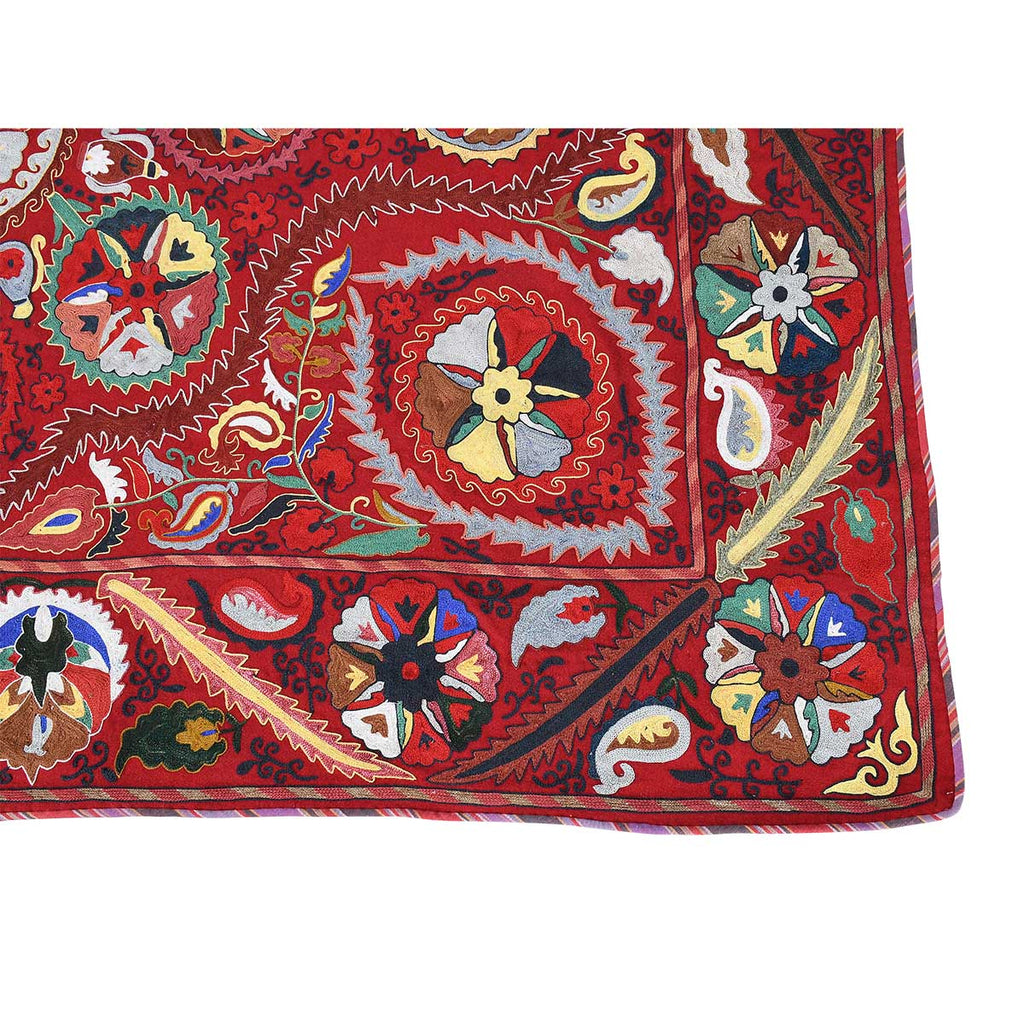 Suzani Embroidery on Red Ground