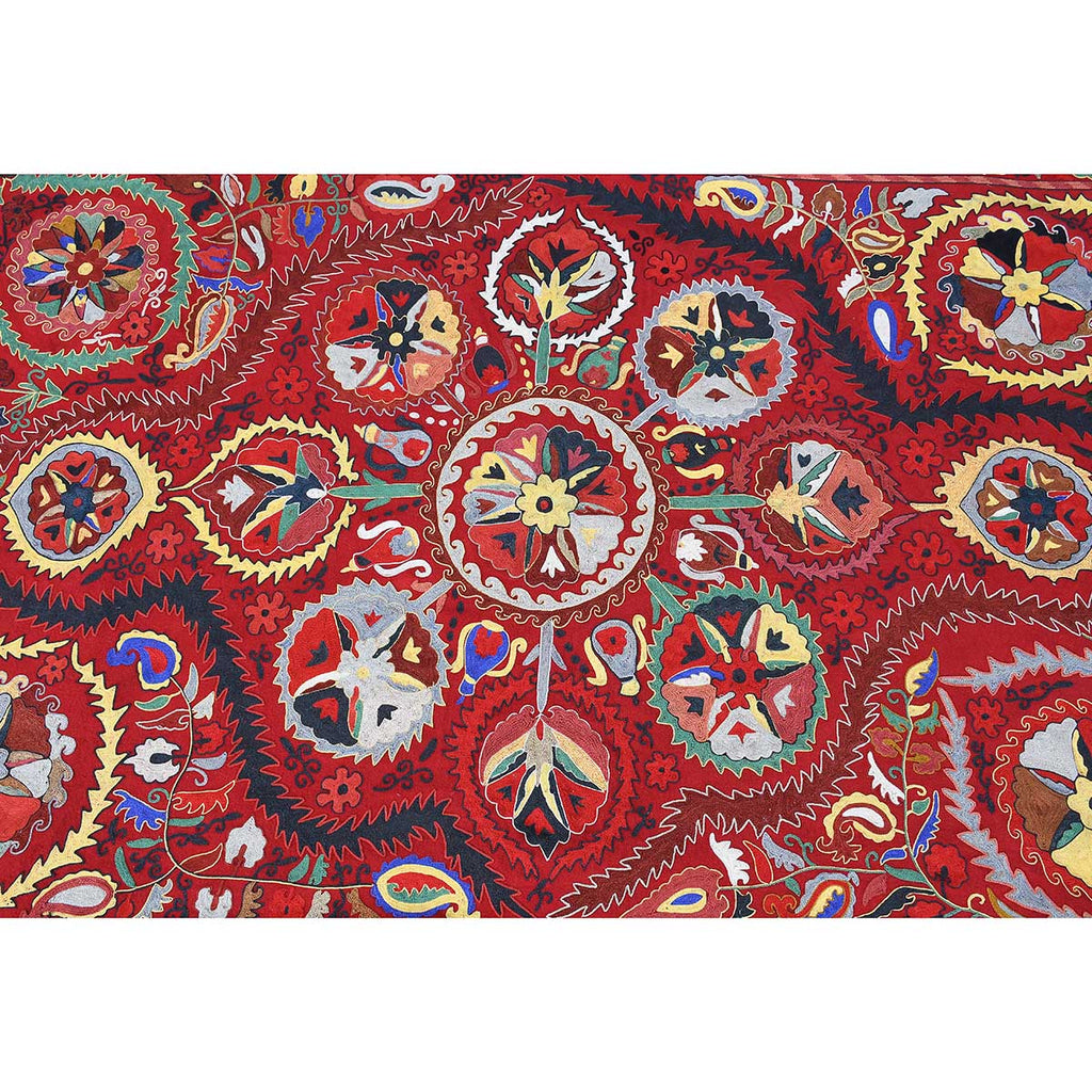 Suzani Embroidery on Red Ground
