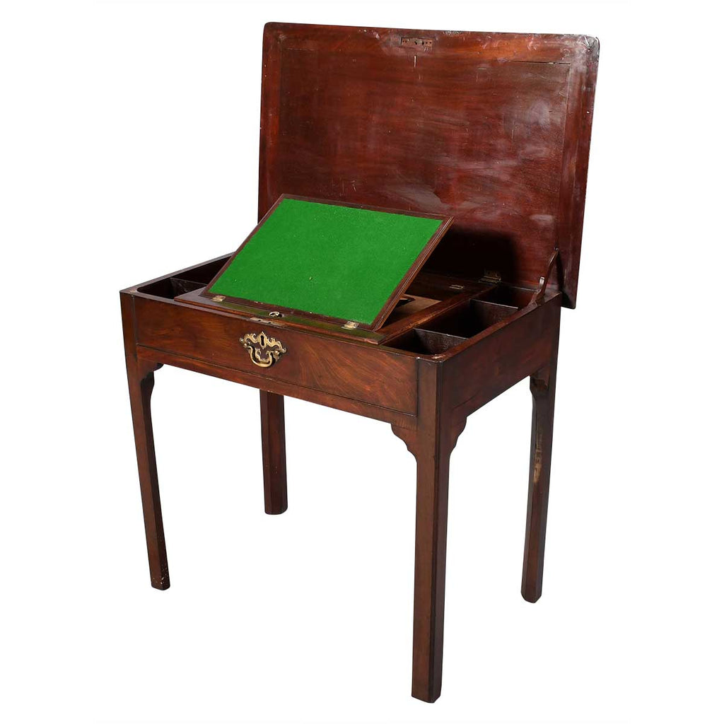 A Small Mahogany Writing/Dressing Table with Checkered Inlay