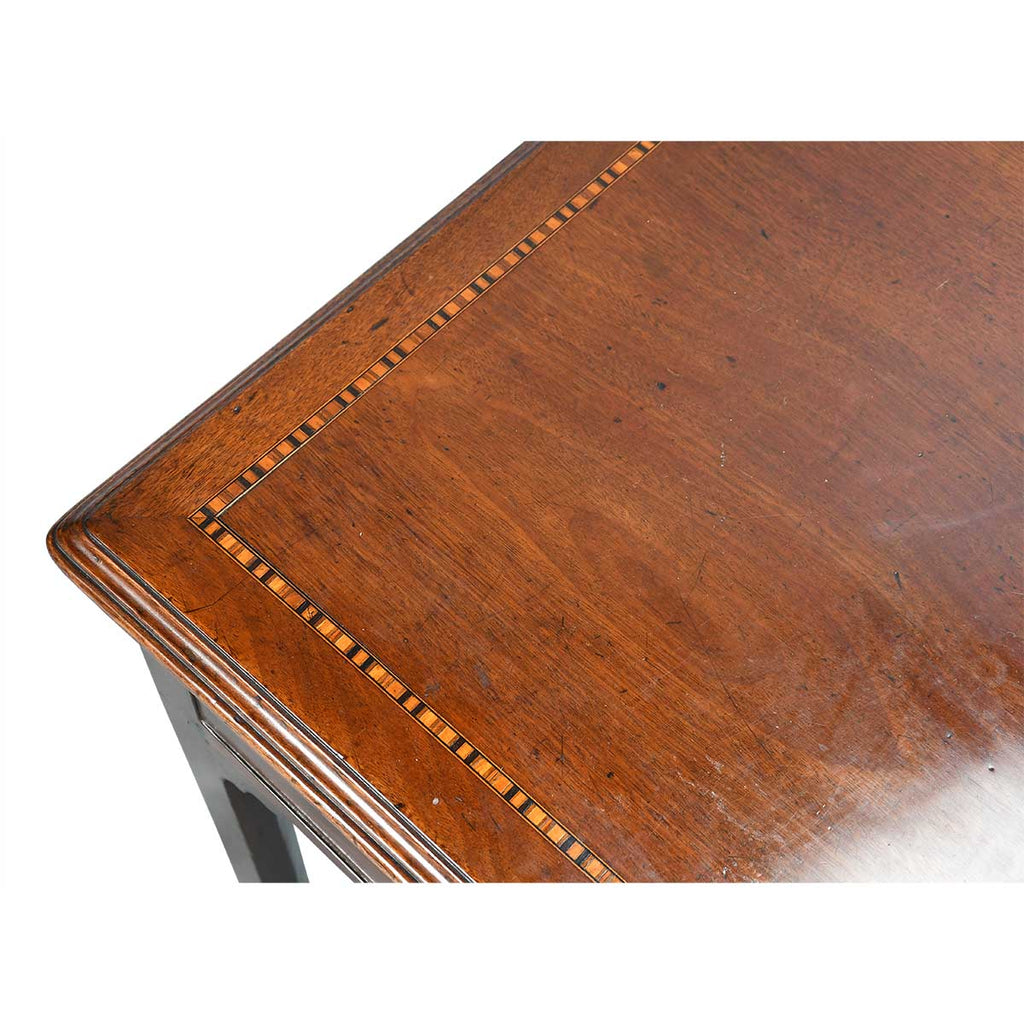A Small Mahogany Writing/Dressing Table with Checkered Inlay