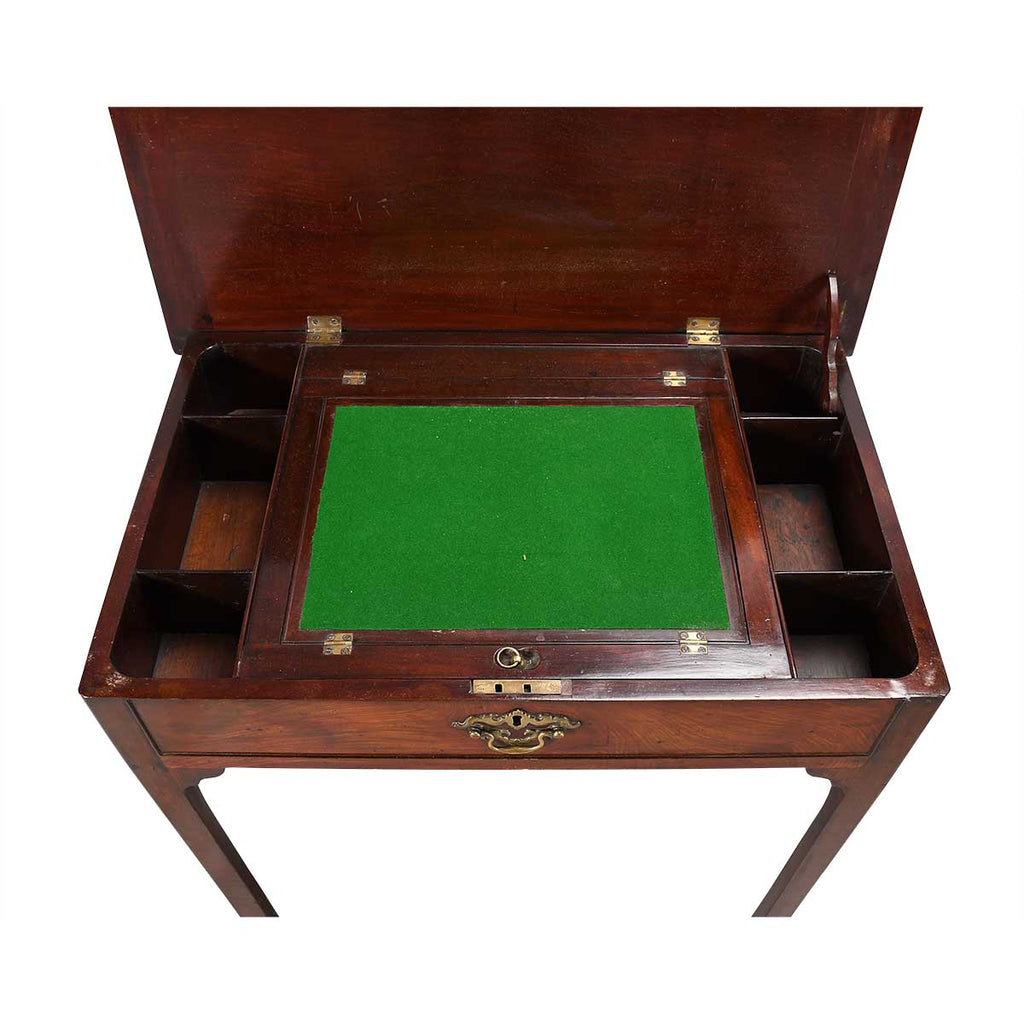 A Small Mahogany Writing/Dressing Table with Checkered Inlay
