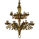 A Brass Two-Tiered Gothic Chandelier