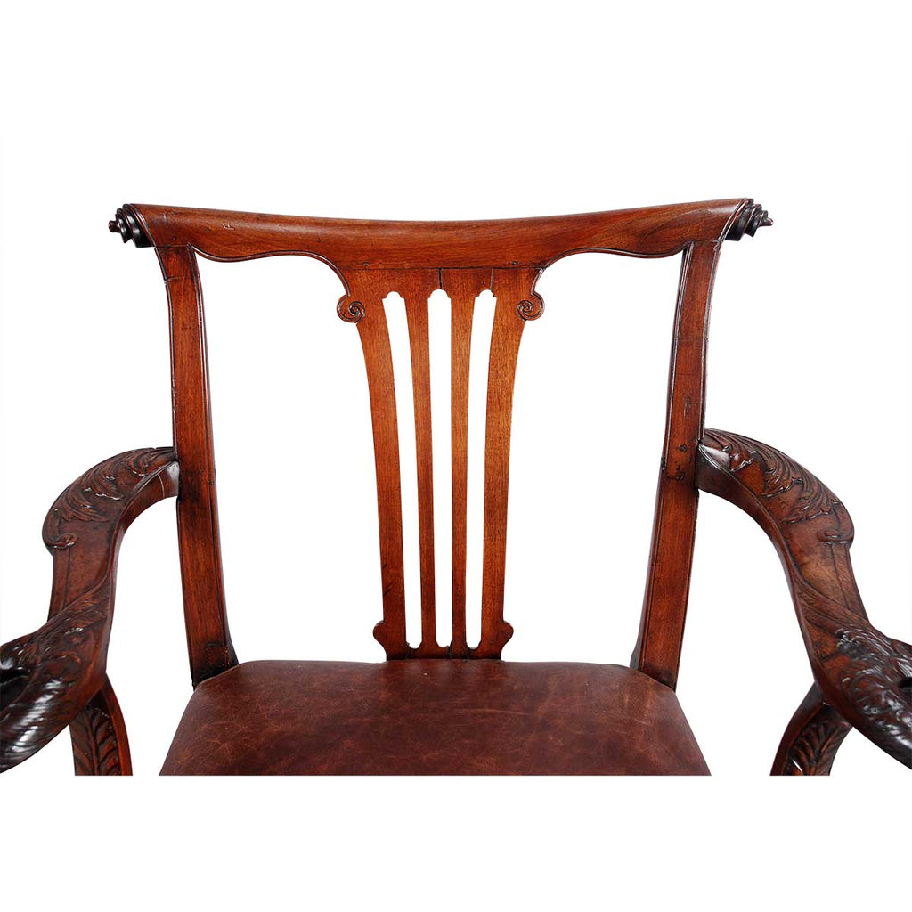 Irish Carved Mahogany Armchair