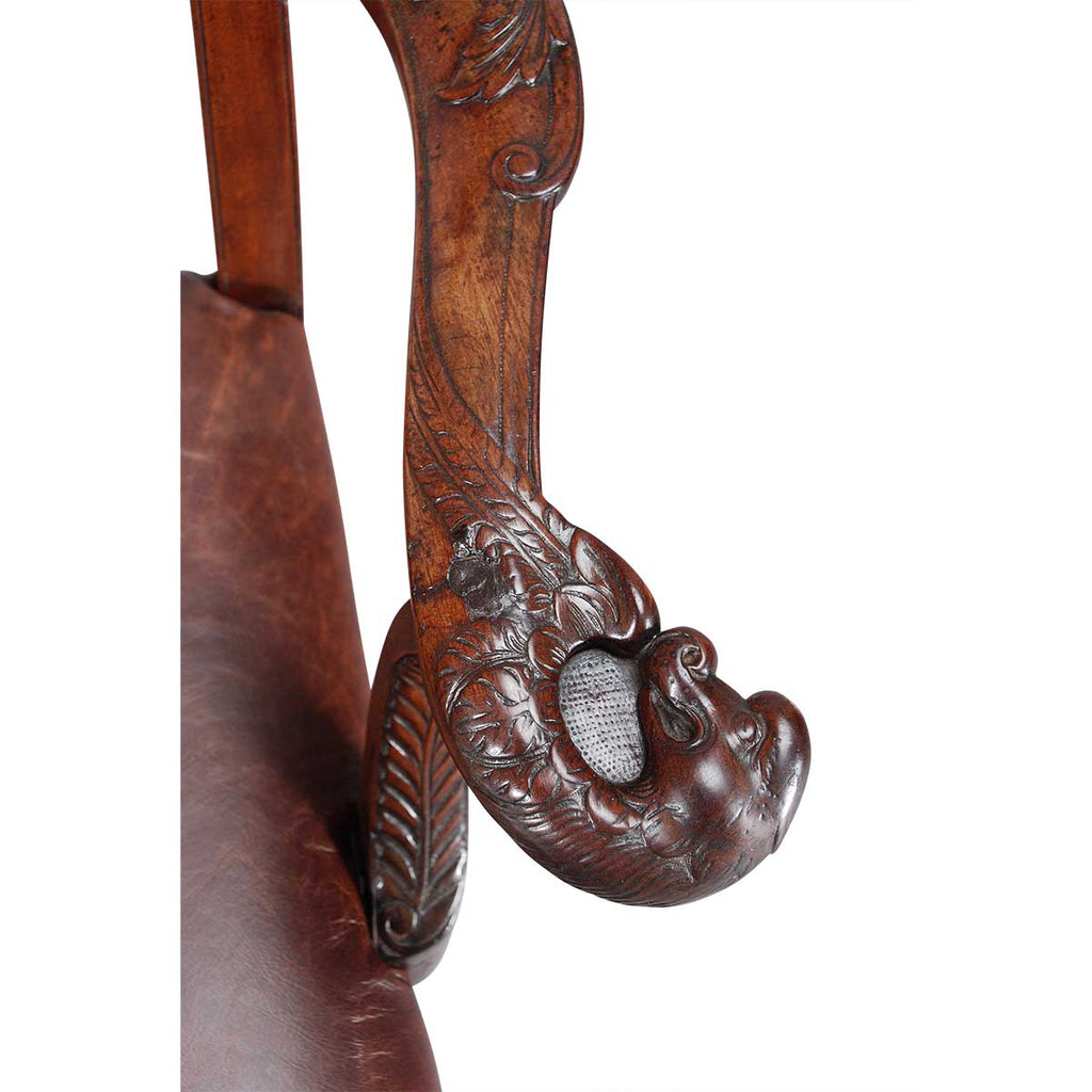 Irish Carved Mahogany Armchair