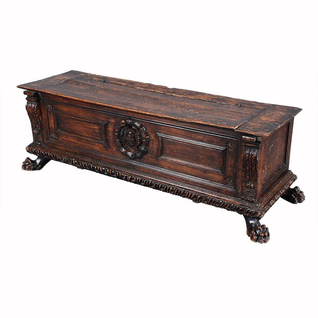 Walnut Cassone with Carved Armorial
