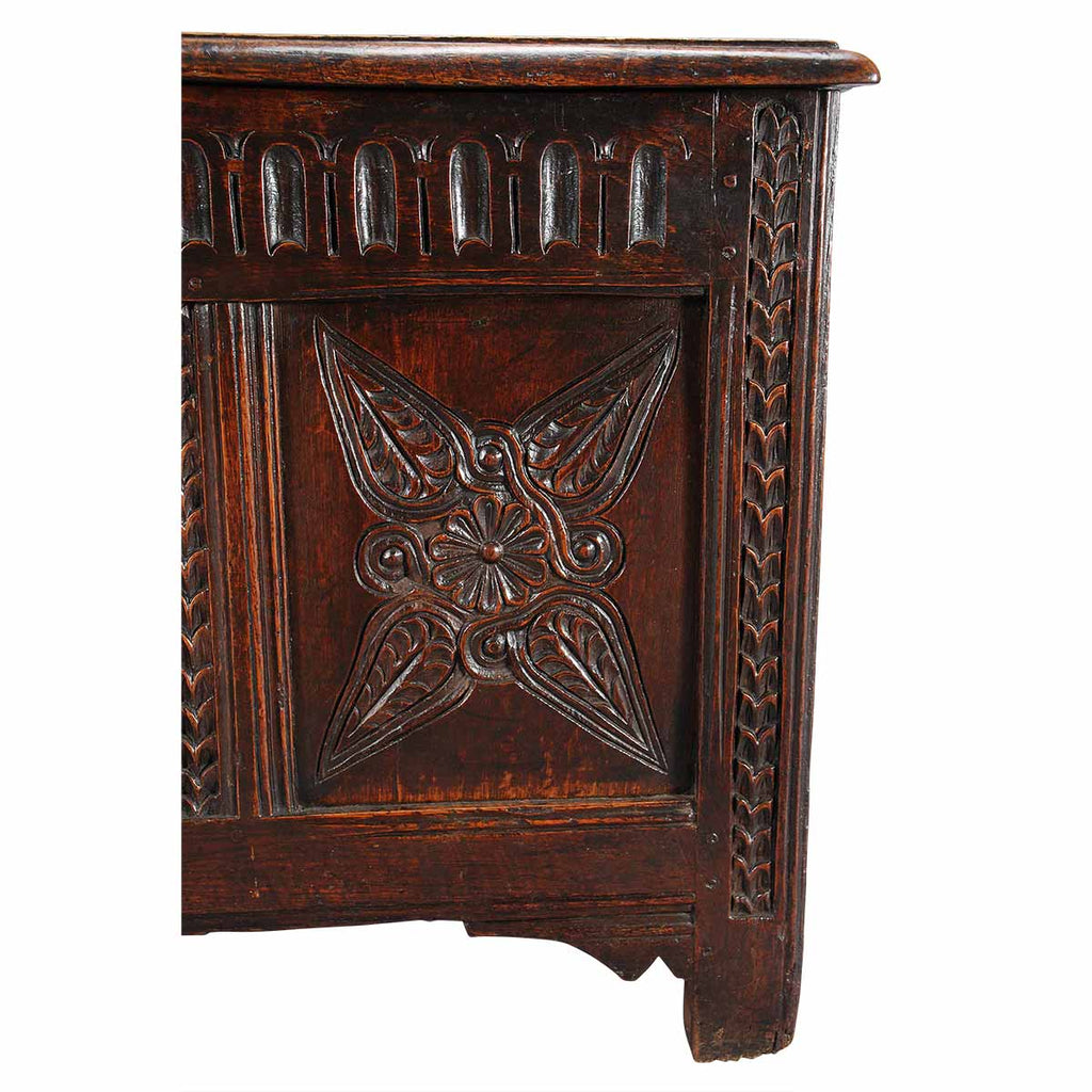 Oak Coffer with Paneled Top