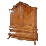 A 18th century burl walnut cabinet on bombe-shaped base. view 2