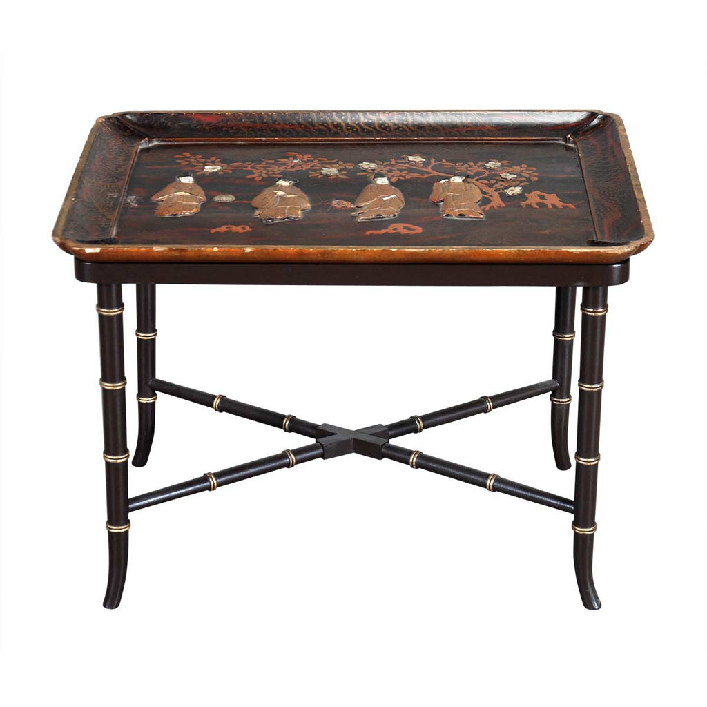 Lacquer Tray Depicting Four Robed Men