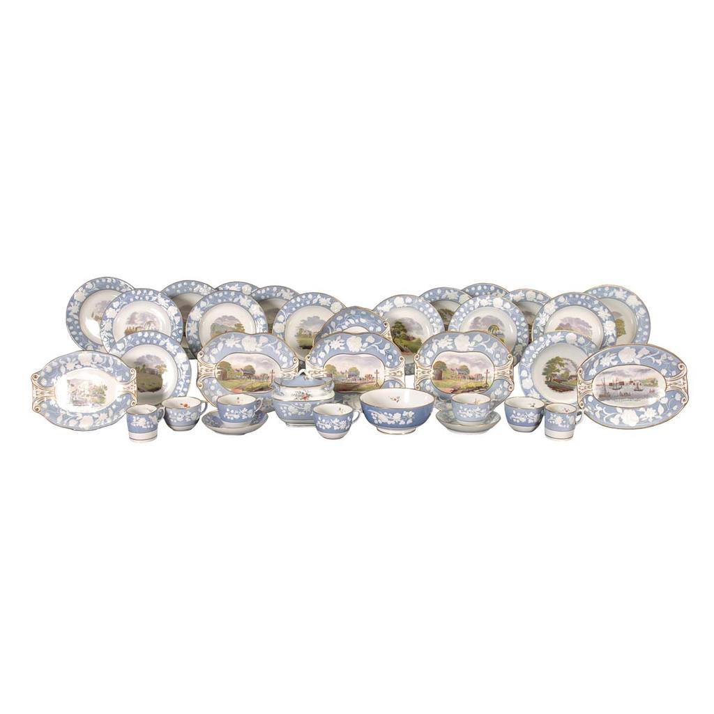 A  19th century antique Newhall partial dessert service. View 1