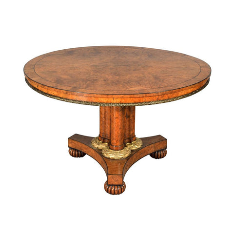 A 19th century antique Regency period pollard oak center table. view 1