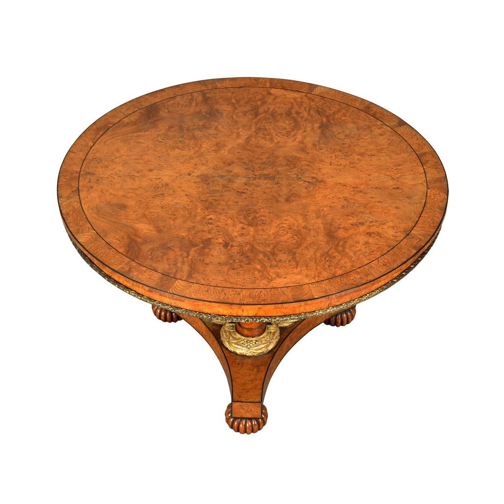 A 19th century antique Regency period pollard oak center table. view 2