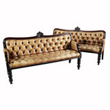 Pair of Tufted Leather Benches