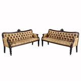 Pair of Tufted Leather Benches