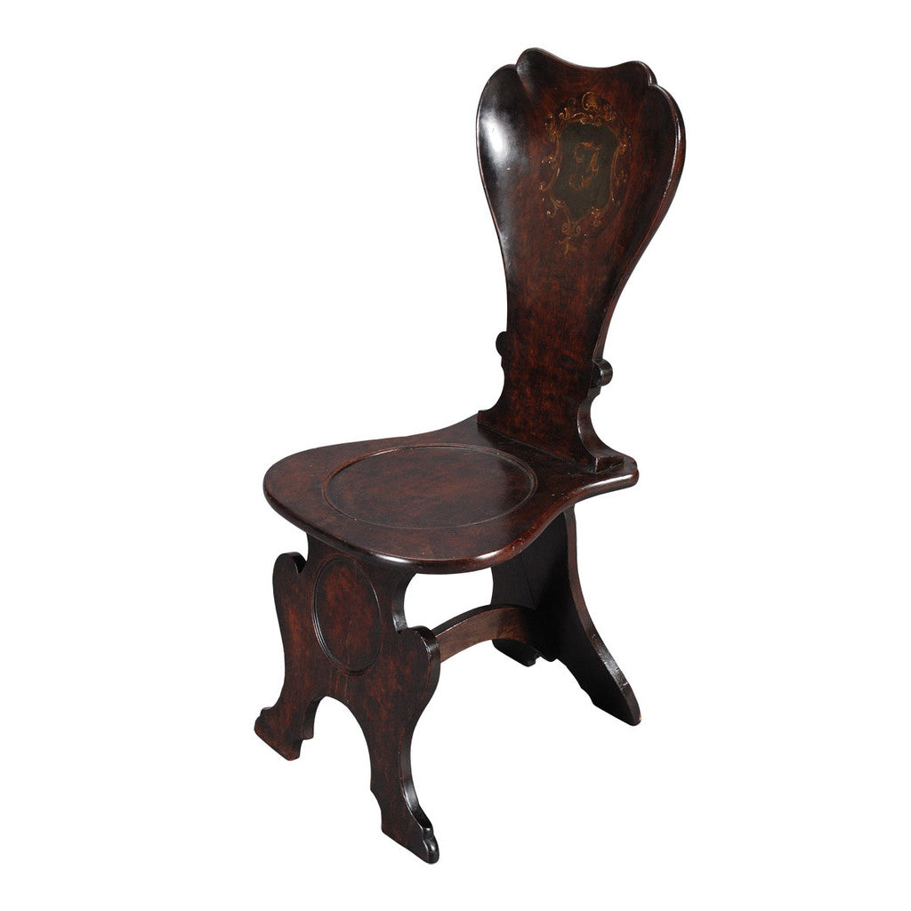 Pair of George II Period Concave Back Hall Chairs