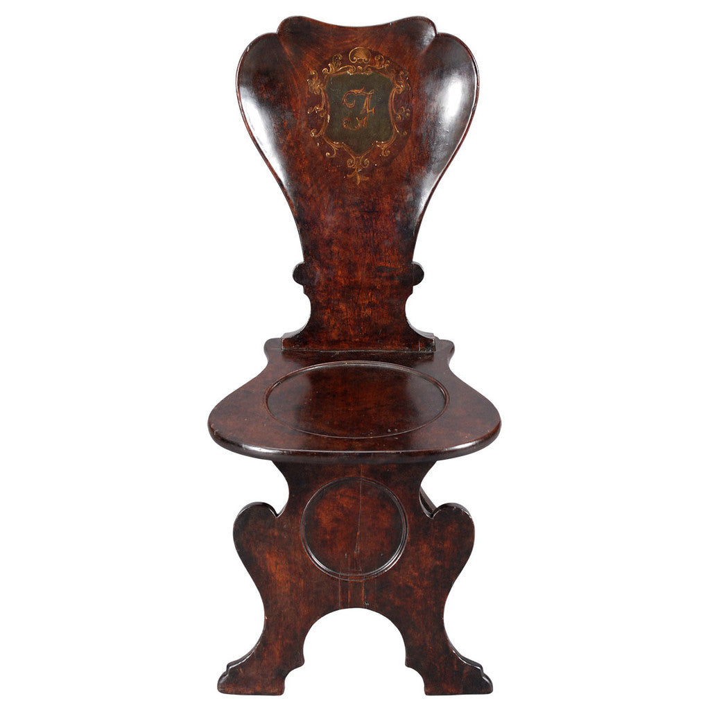 Pair of George II Period Concave Back Hall Chairs