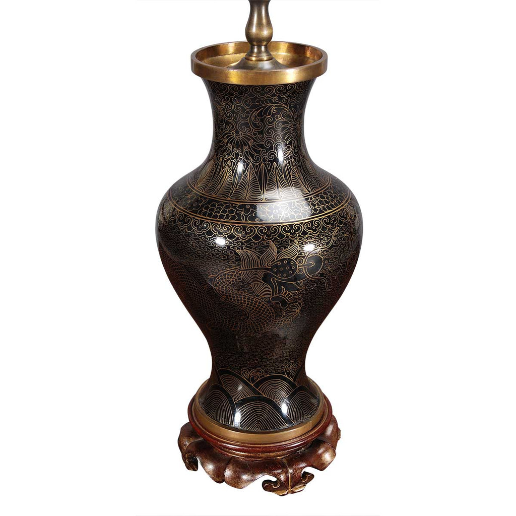 Pair of Black and Gold Vases as Lamps