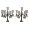 Pair of Large Bronze and Glass Candelabra