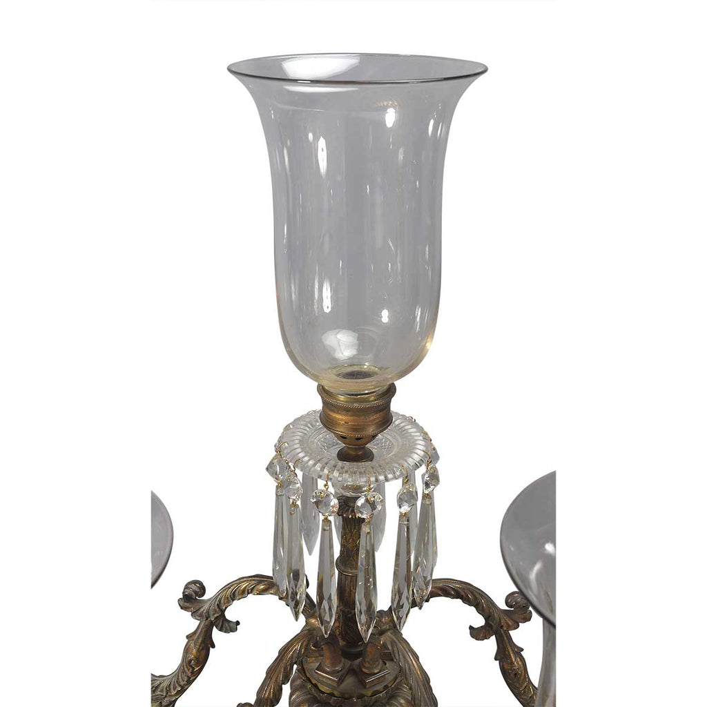 Pair of Large Bronze and Glass Candelabra