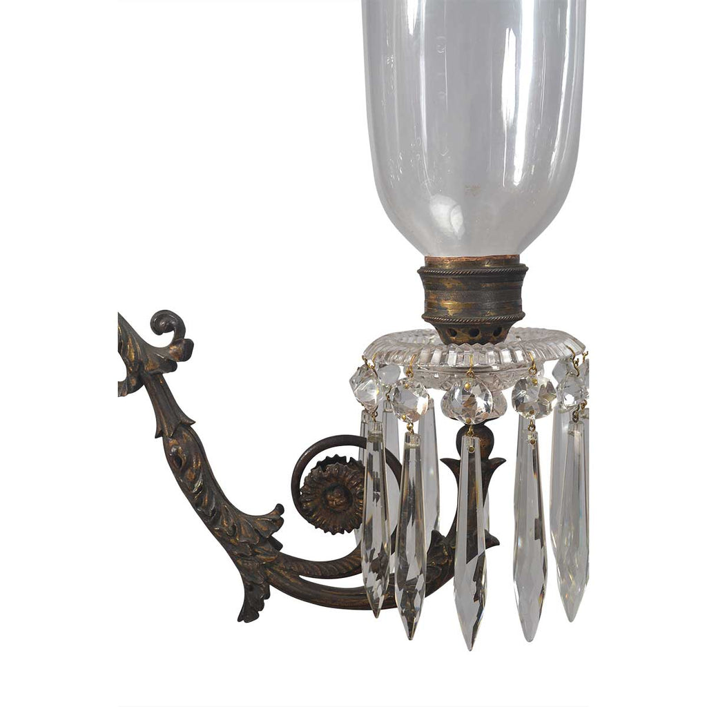 Pair of Large Bronze and Glass Candelabra