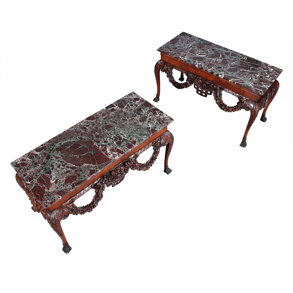 Pair of Irish Marble-Top Side Tables