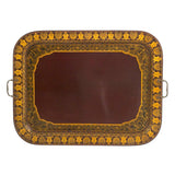 A antique red chinoiserie and gilt tray with the original brass handles. view 2