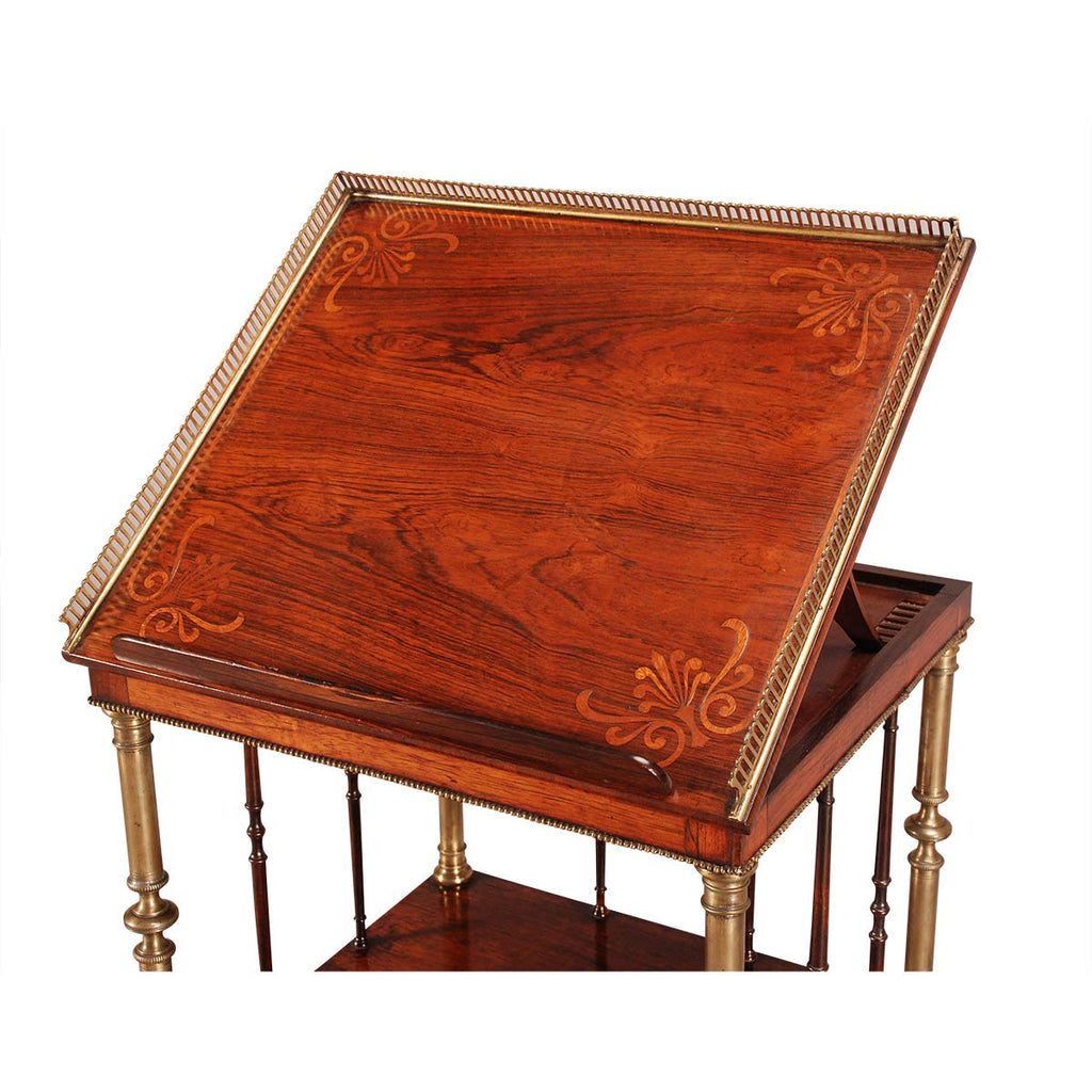 Rosewood and Brass Whatnot with Reading Slope